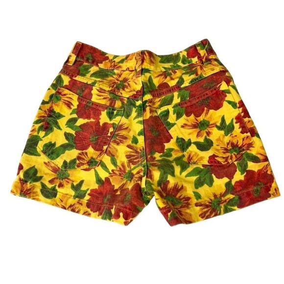 No Excuses Shorts Womens 26 High Waisted Floral Denim Button Fly Vintage 90s - Picture 3 of 13